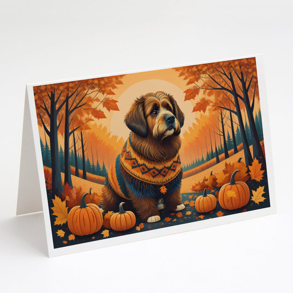 Briard Fall Greeting Cards Pack of 8 Blank Cards with Envelopes Whimsical A7 Size 5x7