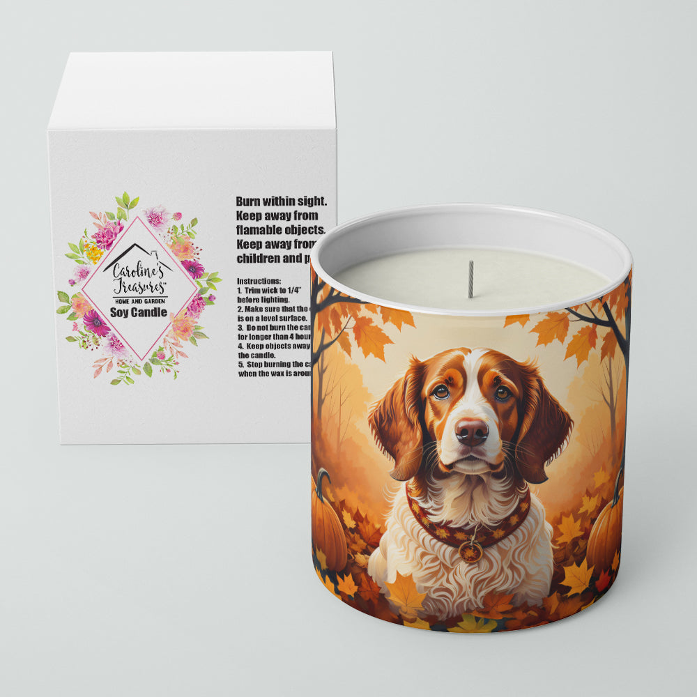 Brittany Spaniel Fall Decorative Soy Candle Nature Soy Wax Essential Oil Home Decor Ideal for Bedroom Kitchen Bath Office Gift, 10 oz