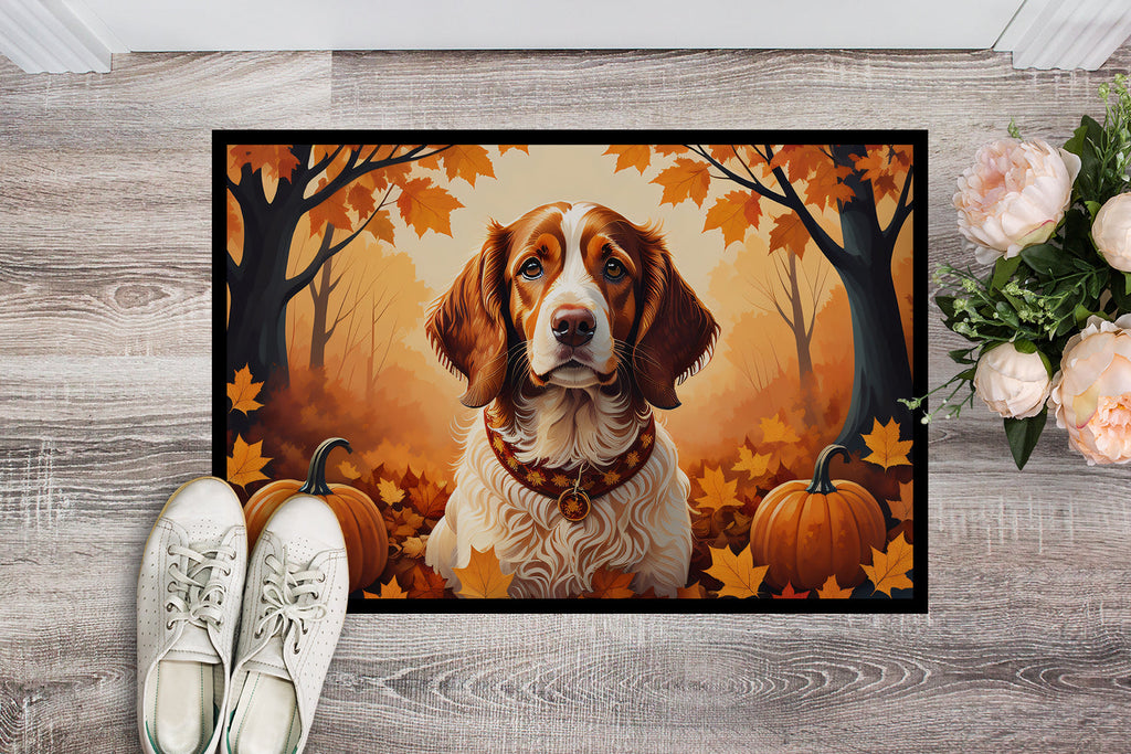 Brittany Spaniel Fall Doormat Indoor Outdoor 24H X 36W Front Door Mat Rugs for Entryway, Non Slip Washable Low Pile,