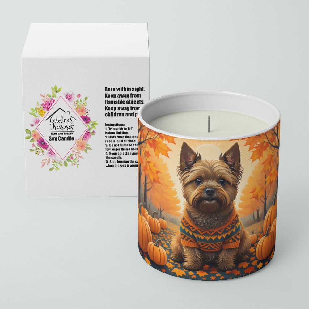 Cairn Terrier Fall Decorative Soy Candle Nature Soy Wax Essential Oil Home Decor Ideal for Bedroom Kitchen Bath Office Gift, 10 oz