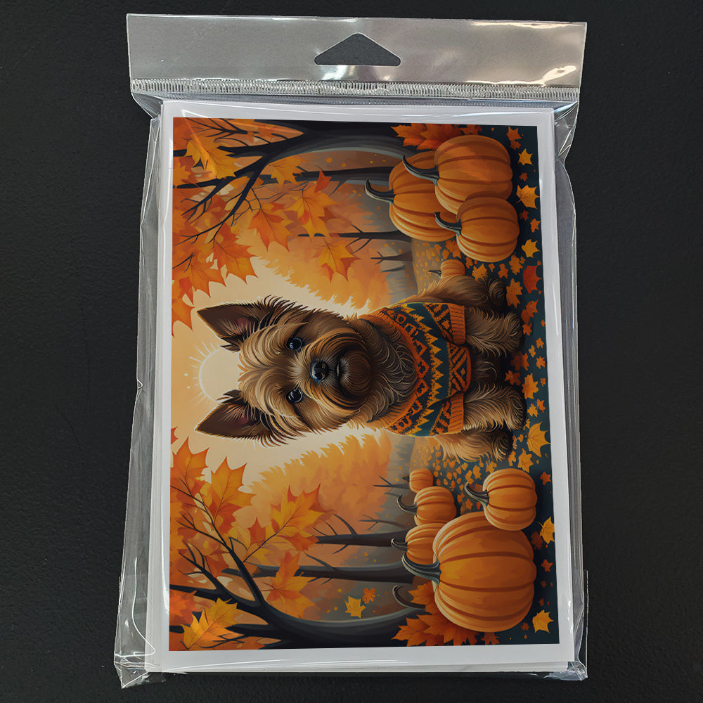 Cairn Terrier Fall Greeting Cards Pack of 8 Blank Cards with Envelopes Whimsical A7 Size 5x7