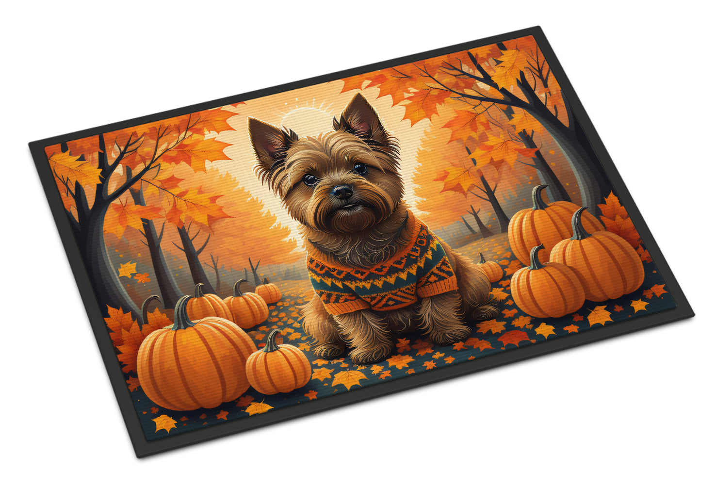 Cairn Terrier Fall Doormat Indoor Outdoor 18H X 27W Front Door Mat Rugs for Entryway, Non Slip Washable
