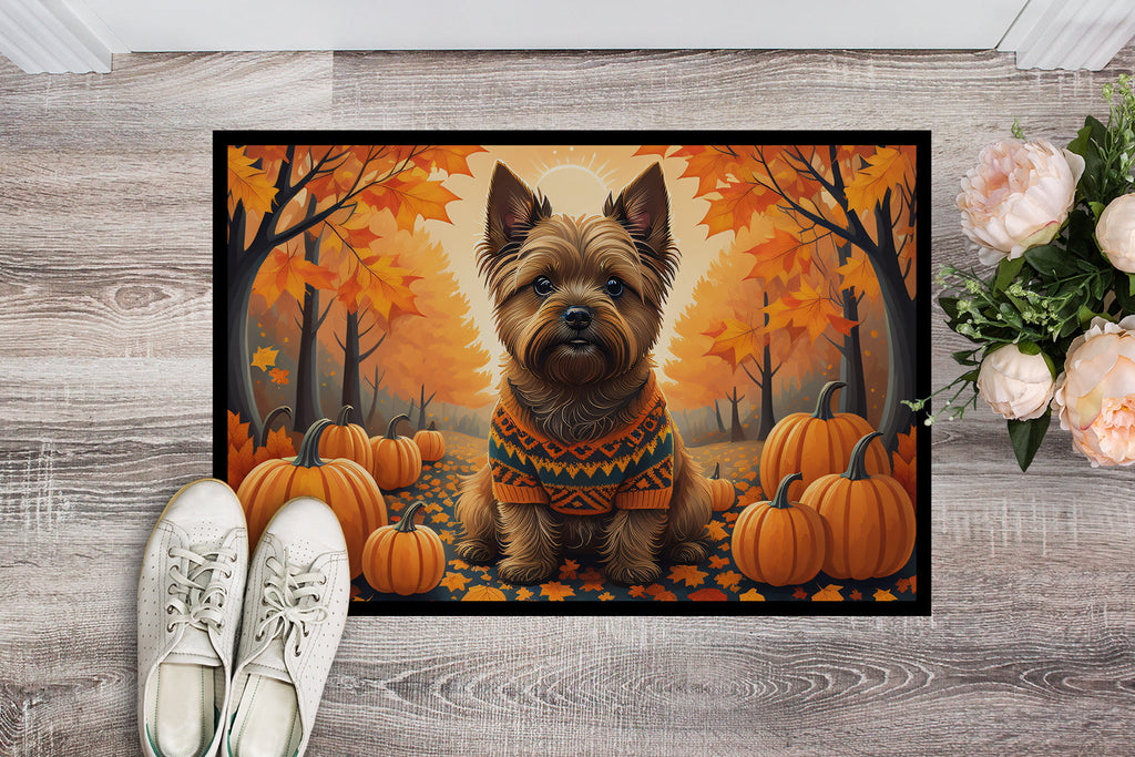 Cairn Terrier Fall Doormat Indoor Outdoor 18H X 27W Front Door Mat Rugs for Entryway, Non Slip Washable