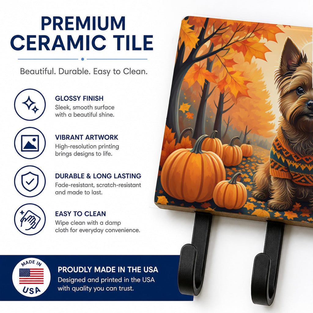 Cairn Terrier Fall Leash or Key Holder Wall Hooks, Coat Rack Wall Mount, for Hanging Keys, Towels, Aprons, Leashes