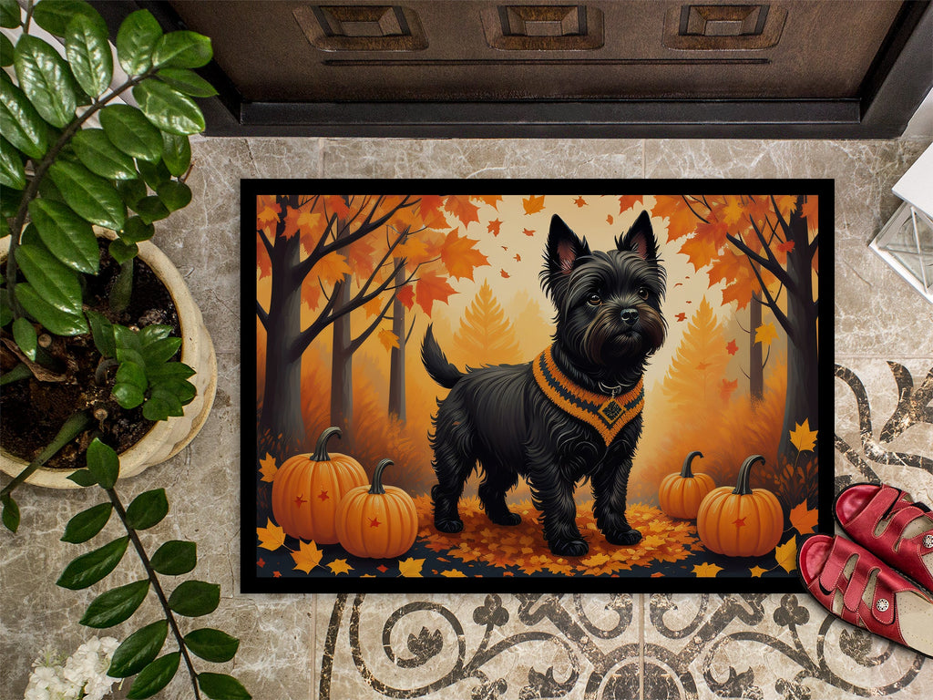 Black Cairn Terrier Fall Doormat Indoor Outdoor 24H X 36W Front Door Mat Rugs for Entryway, Non Slip Washable Low Pile,