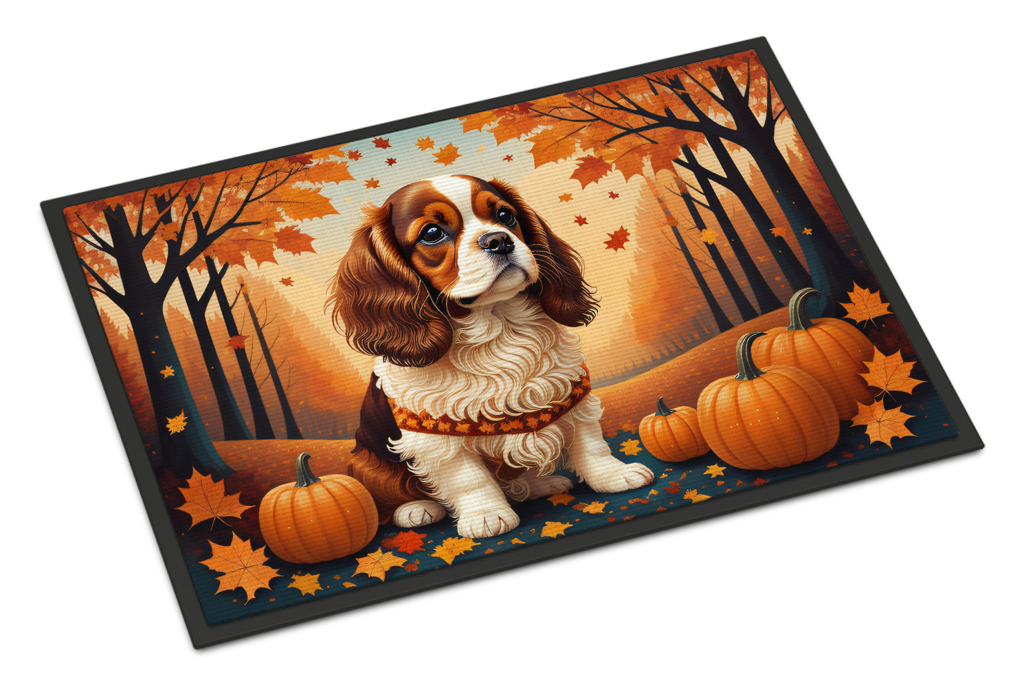 Cavalier Spaniel Fall Doormat Indoor Outdoor 24H X 36W Front Door Mat Rugs for Entryway, Non Slip Washable Low Pile,