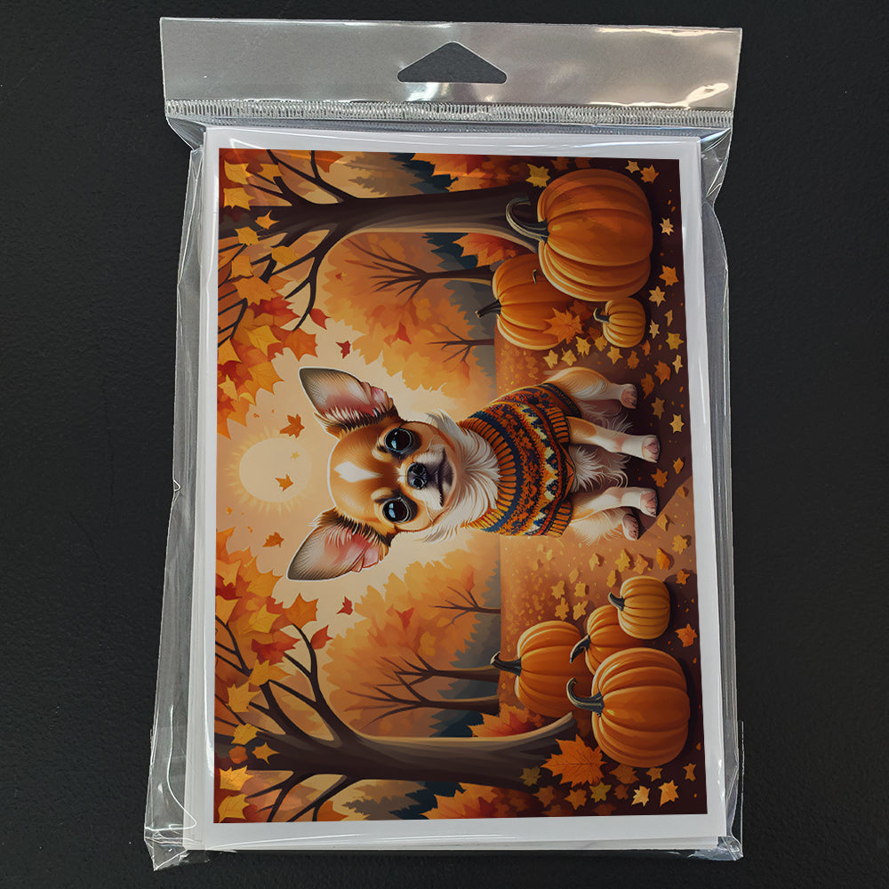 Chihuahua Fall Greeting Cards Pack of 8 Blank Cards with Envelopes Whimsical A7 Size 5x7