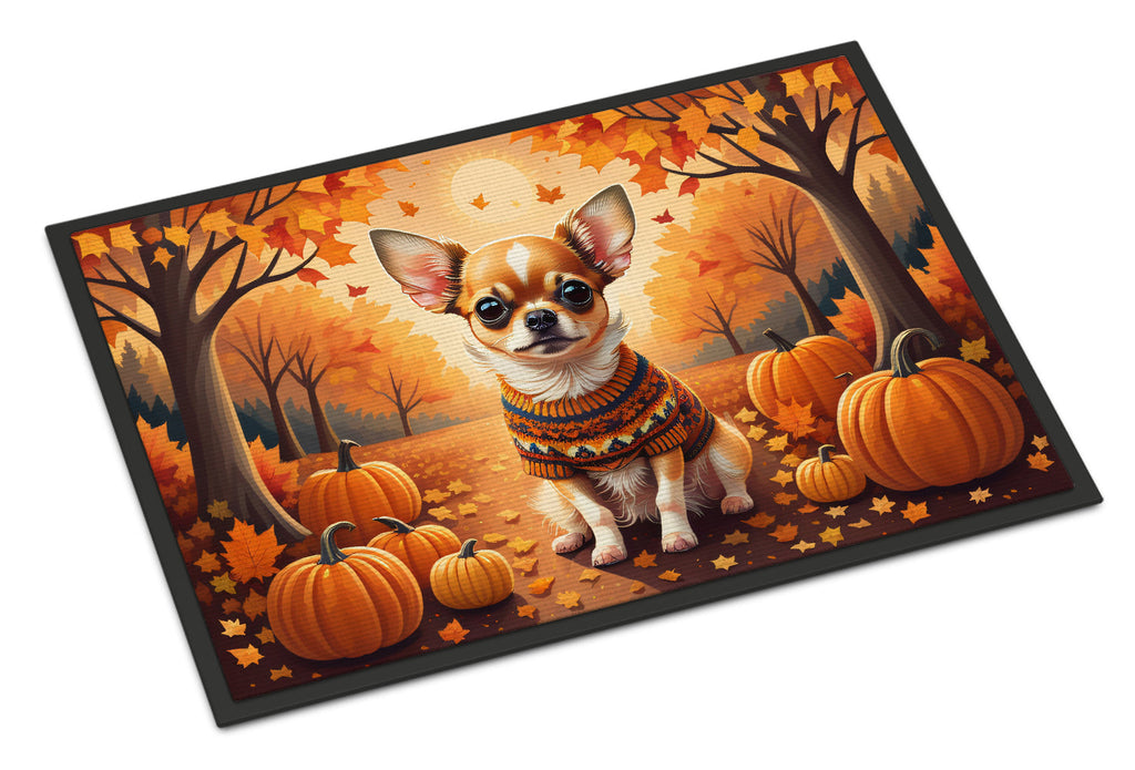 Chihuahua Fall Doormat Indoor Outdoor 24H X 36W Front Door Mat Rugs for Entryway, Non Slip Washable Low Pile,