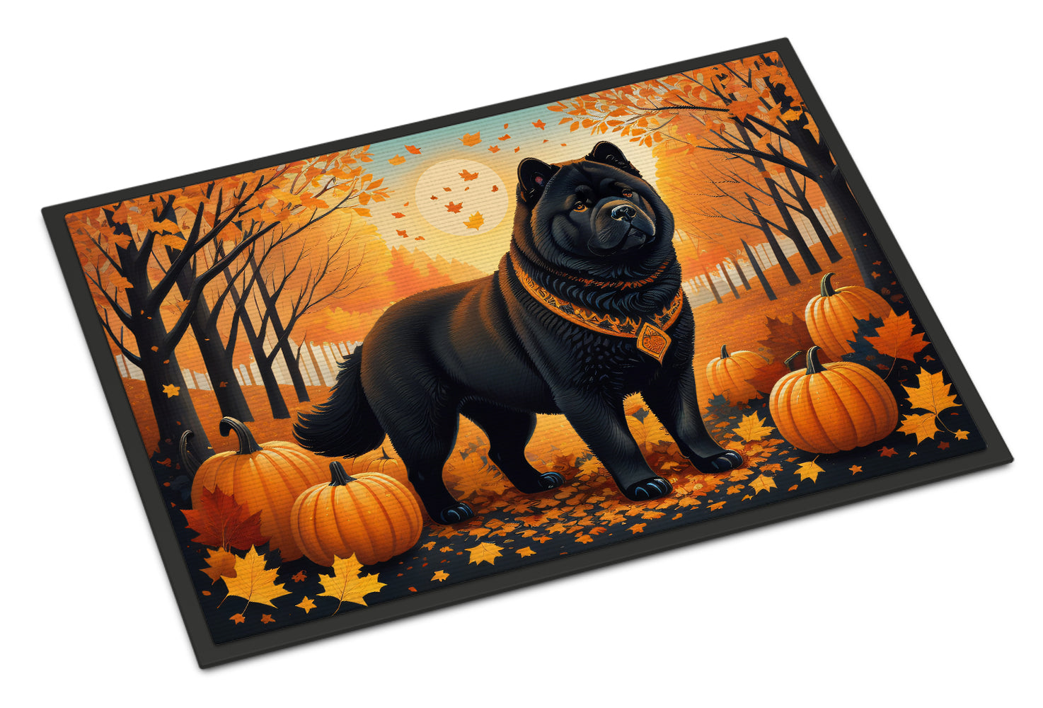 Black Chow Chow Fall Doormat Indoor Outdoor 18H X 27W Front Door Mat Rugs for Entryway, Non Slip Washable