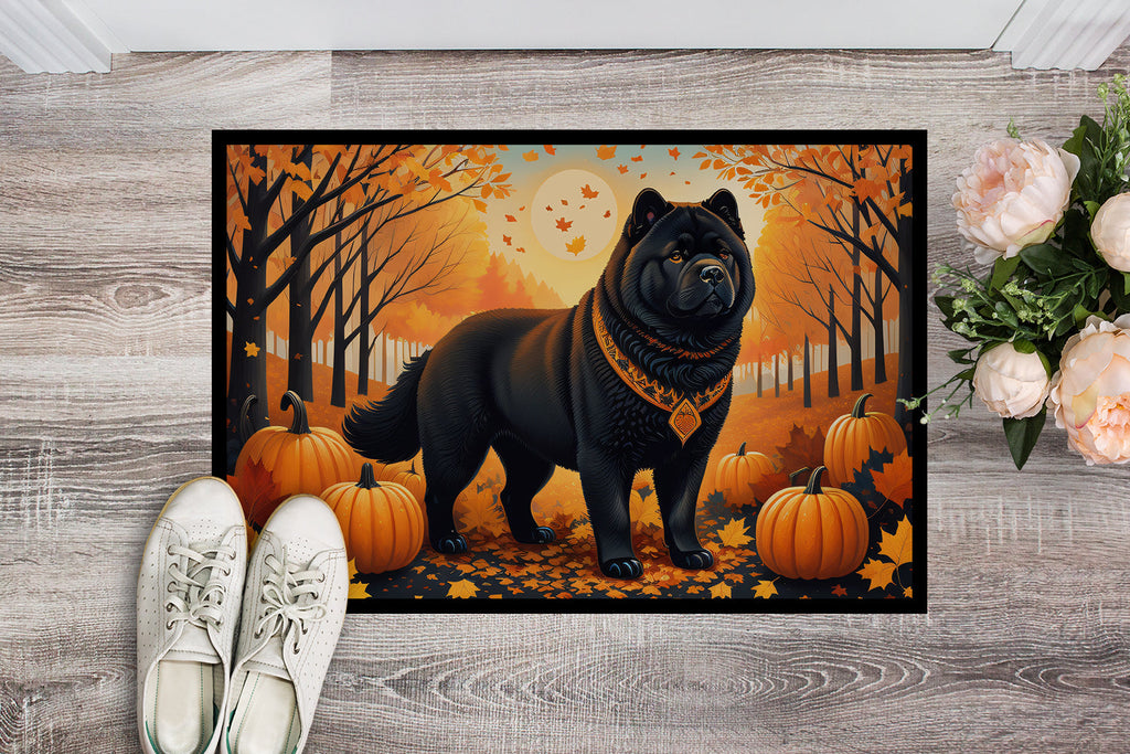 Black Chow Chow Fall Doormat Indoor Outdoor 18H X 27W Front Door Mat Rugs for Entryway, Non Slip Washable
