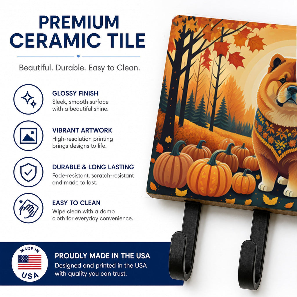 Chow Chow Fall Leash or Key Holder Wall Hooks, Coat Rack Wall Mount, for Hanging Keys, Towels, Aprons, Leashes