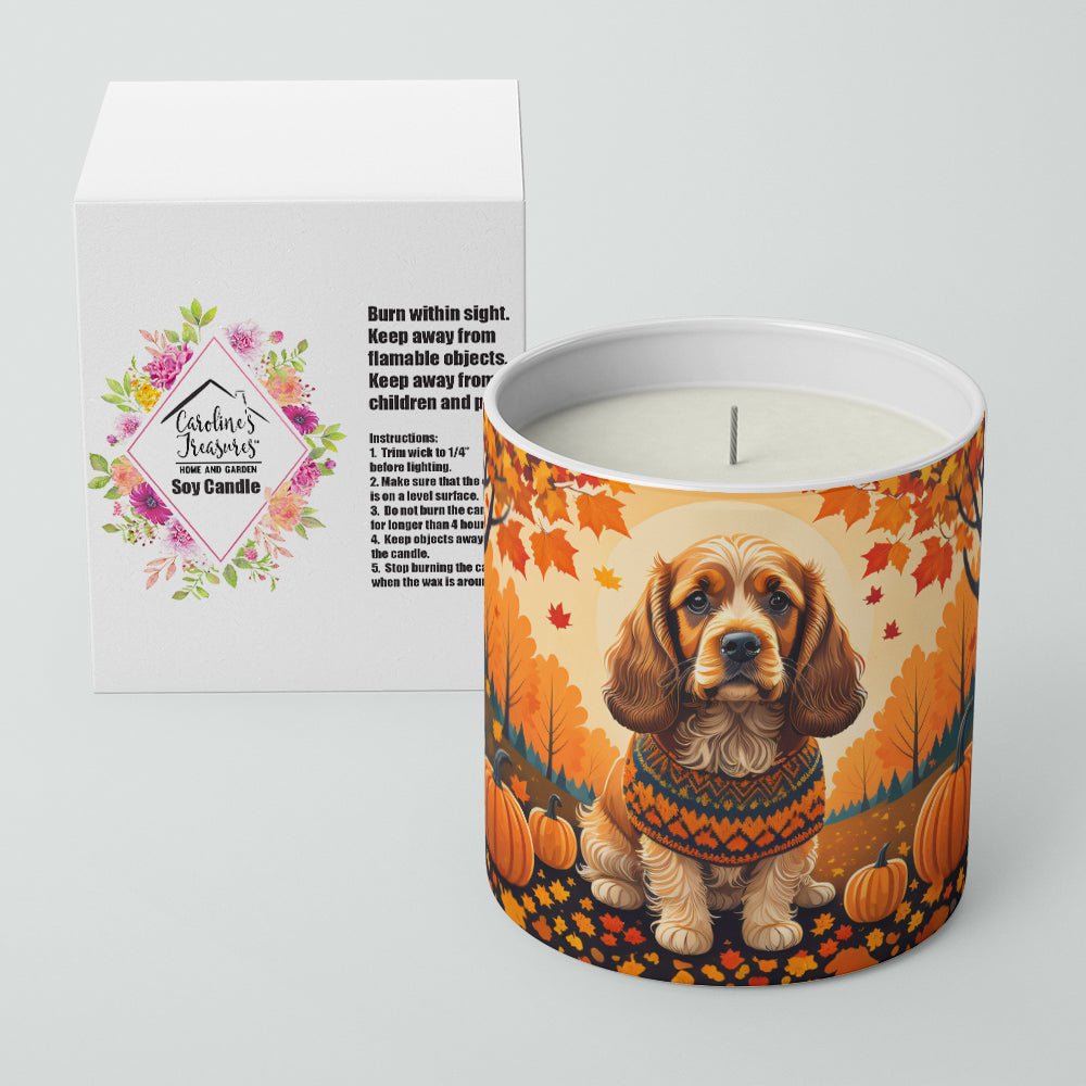Cocker Spaniel Fall Decorative Soy Candle Nature Soy Wax Essential Oil Home Decor Ideal for Bedroom Kitchen Bath Office Gift, 10 oz