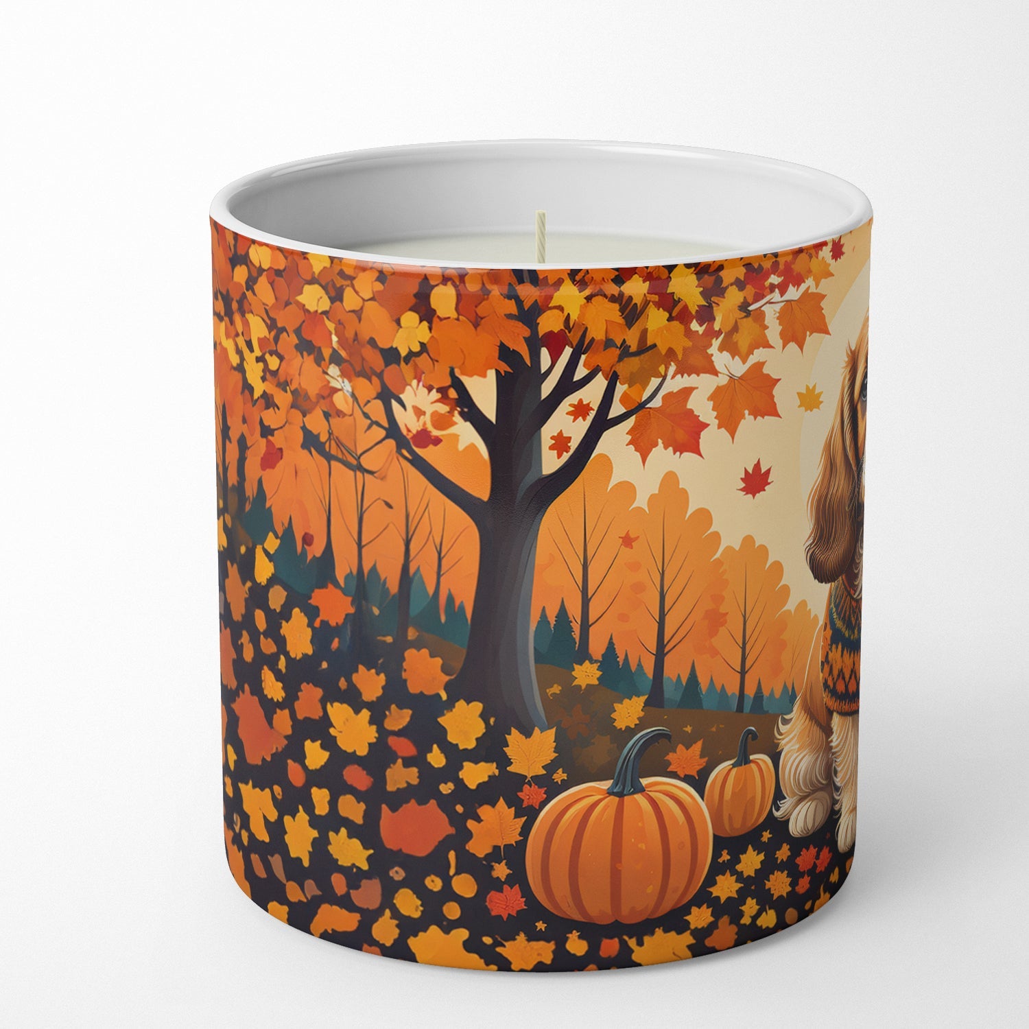 Cocker Spaniel Fall Decorative Soy Candle Nature Soy Wax Essential Oil Home Decor Ideal for Bedroom Kitchen Bath Office Gift, 10 oz