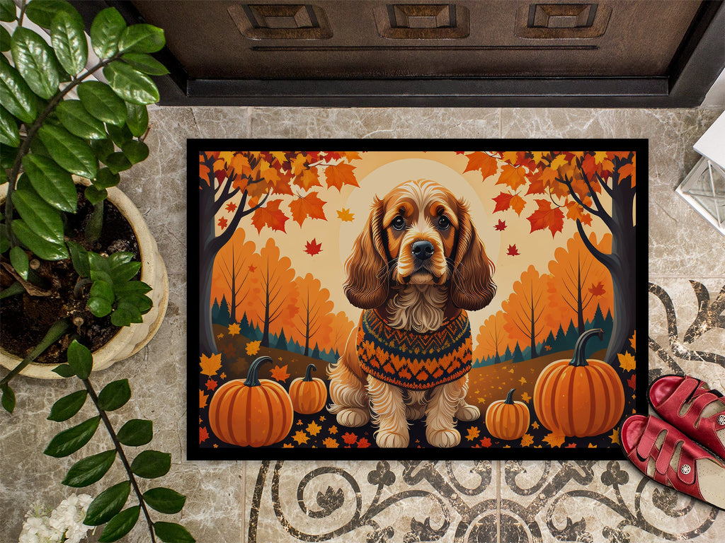 Cocker Spaniel Fall Doormat Indoor Outdoor 24H X 36W Front Door Mat Rugs for Entryway, Non Slip Washable Low Pile,