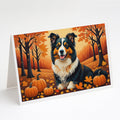 Collie Fall Greeting Cards Pack of 8 Blank Cards with Envelopes Whimsical A7 Size 5x7