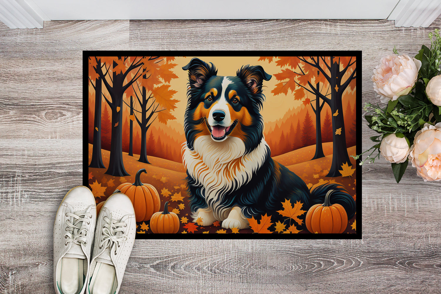 Collie Fall Doormat Indoor Outdoor 18H X 27W Front Door Mat Rugs for Entryway, Non Slip Washable