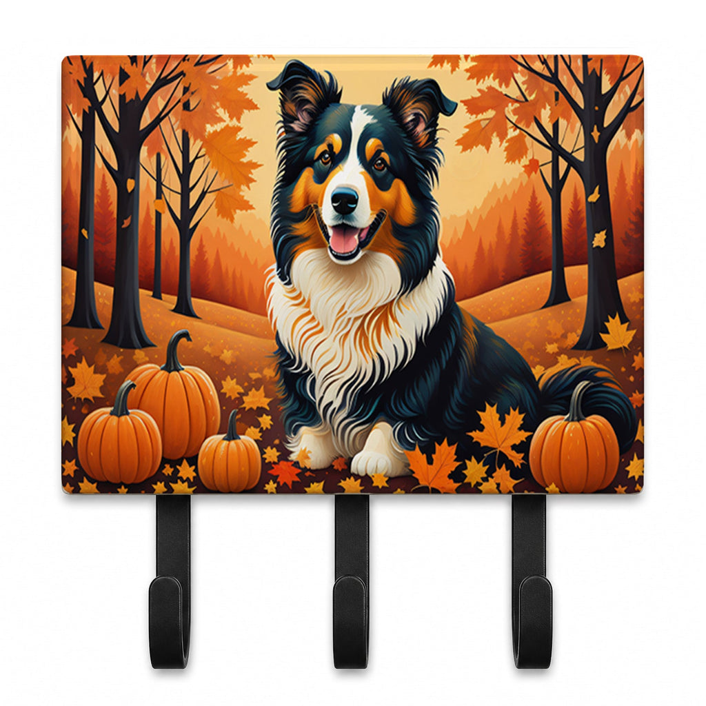 Collie Fall Leash or Key Holder Wall Hooks, Coat Rack Wall Mount, for Hanging Keys, Towels, Aprons, Leashes