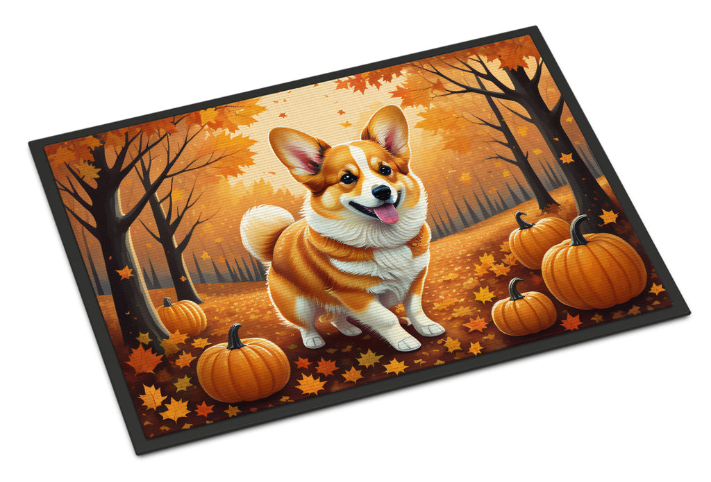 Corgi Fall Doormat Indoor Outdoor 18H X 27W Front Door Mat Rugs for Entryway, Non Slip Washable