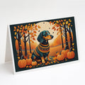 Dachshund Fall Greeting Cards Pack of 8 Blank Cards with Envelopes Whimsical A7 Size 5x7
