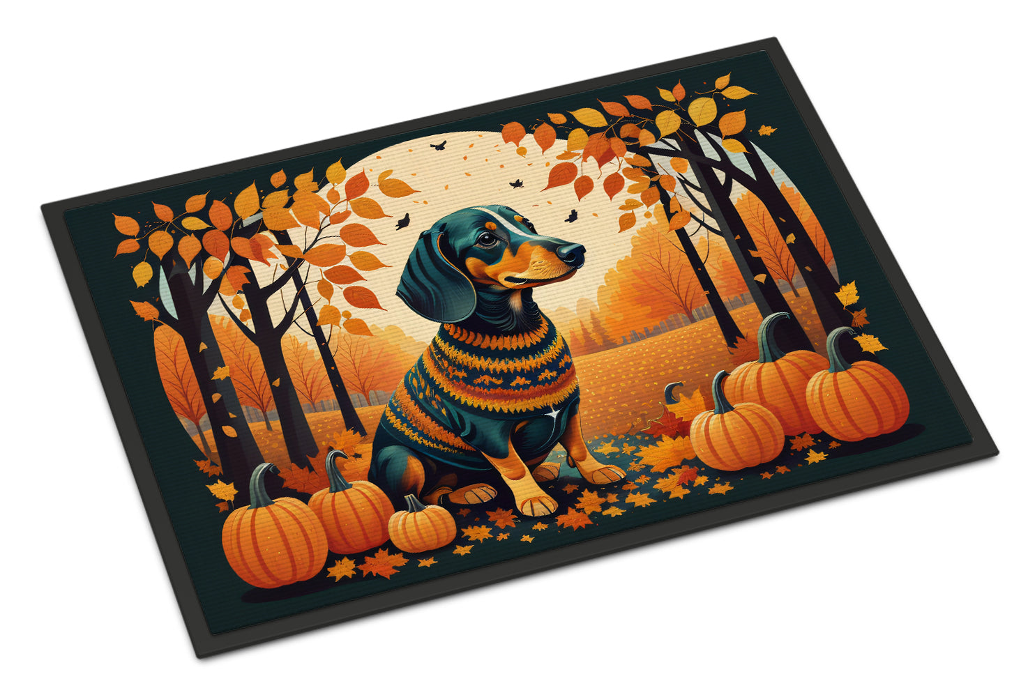 Dachshund Fall Doormat Indoor Outdoor 18H X 27W Front Door Mat Rugs for Entryway, Non Slip Washable