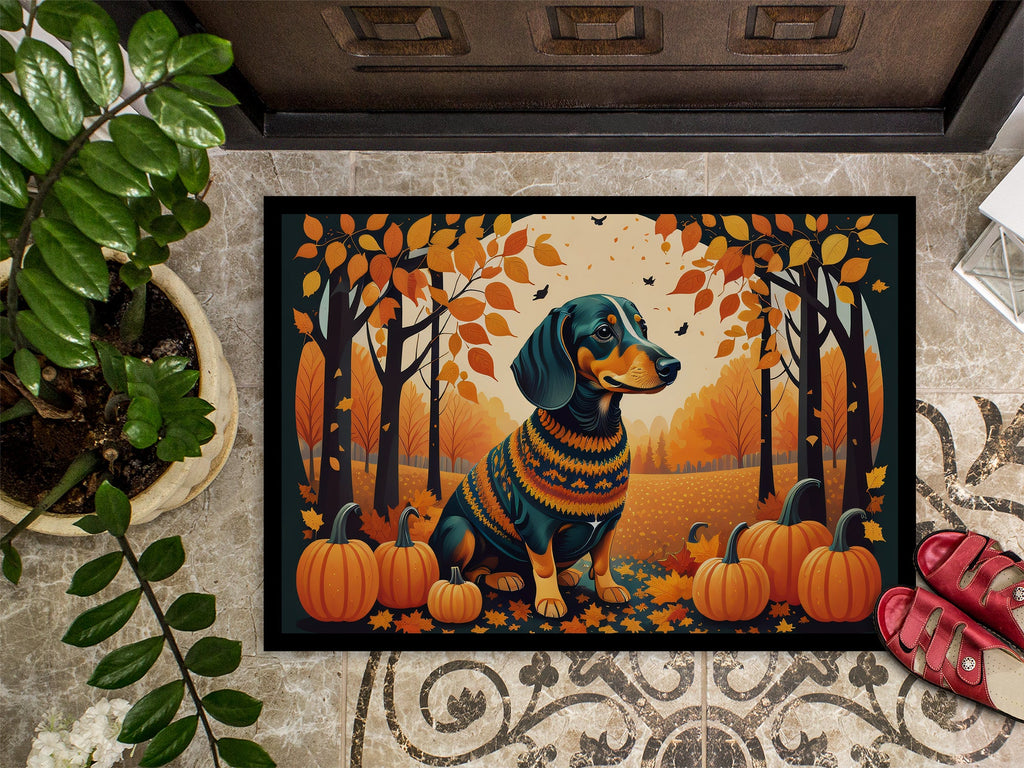 Dachshund Fall Doormat Indoor Outdoor 18H X 27W Front Door Mat Rugs for Entryway, Non Slip Washable
