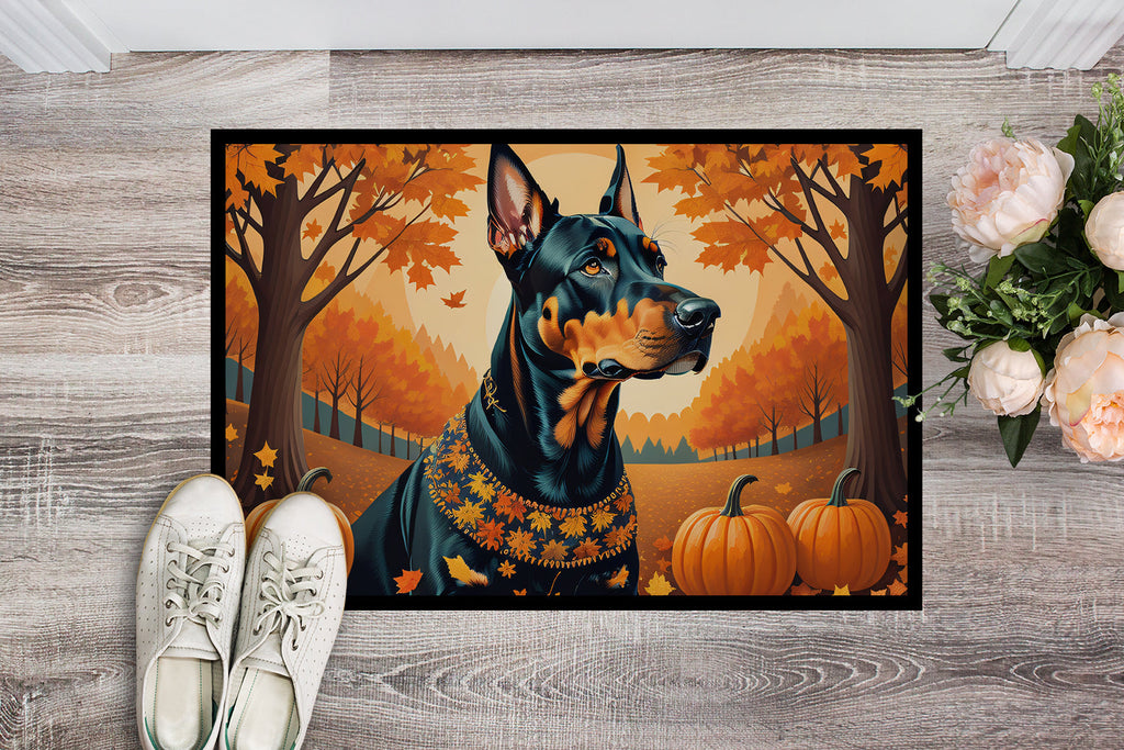 Doberman Pinscher Fall Doormat Indoor Outdoor 18H X 27W Front Door Mat Rugs for Entryway, Non Slip Washable
