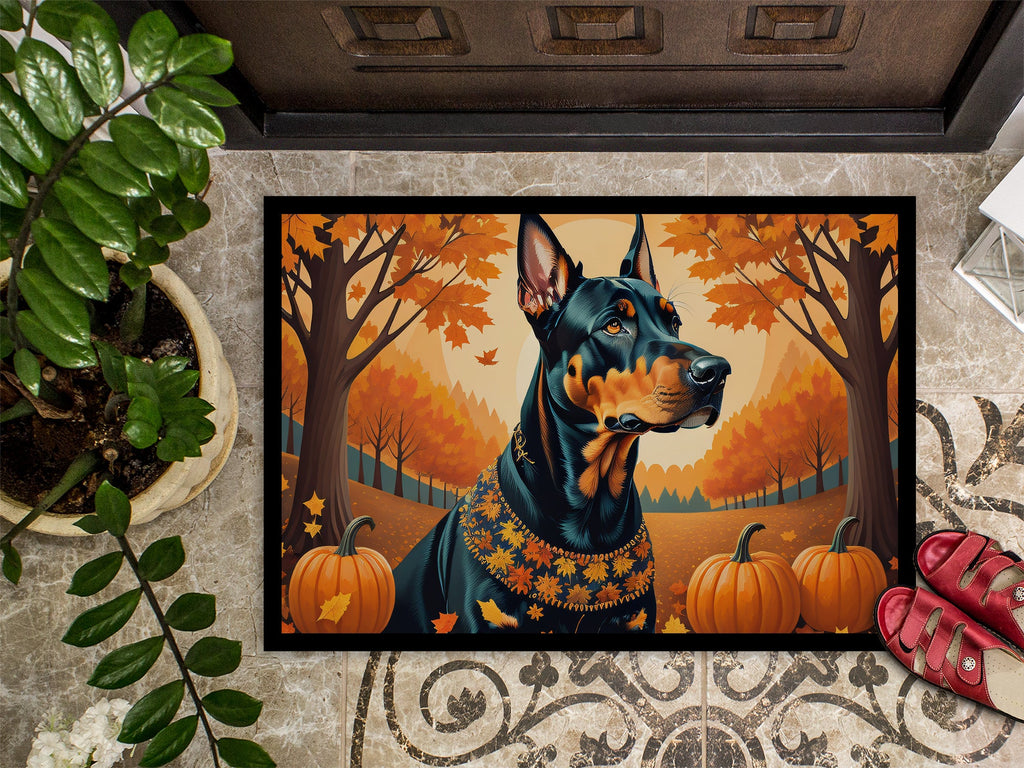 Doberman Pinscher Fall Doormat Indoor Outdoor 18H X 27W Front Door Mat Rugs for Entryway, Non Slip Washable