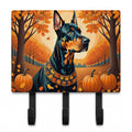 Doberman Pinscher Fall Leash or Key Holder Wall Hooks, Coat Rack Wall Mount, for Hanging Keys, Towels, Aprons, Leashes