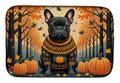 Black French Bulldog Fall Dish Drying Mat Absorbent Dish Drying Mat Pad for Kitchen Counter Dish Drainer Mat for Countertop, 14 x 21", Multicolor