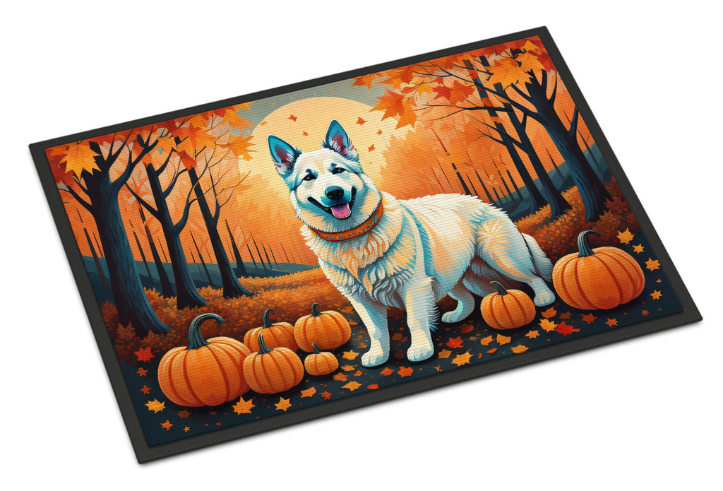 White German Shepherd Fall Doormat Indoor Outdoor 18H X 27W Front Door Mat Rugs for Entryway, Non Slip Washable