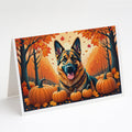 German Shepherd Fall Greeting Cards Pack of 8 Blank Cards with Envelopes Whimsical A7 Size 5x7