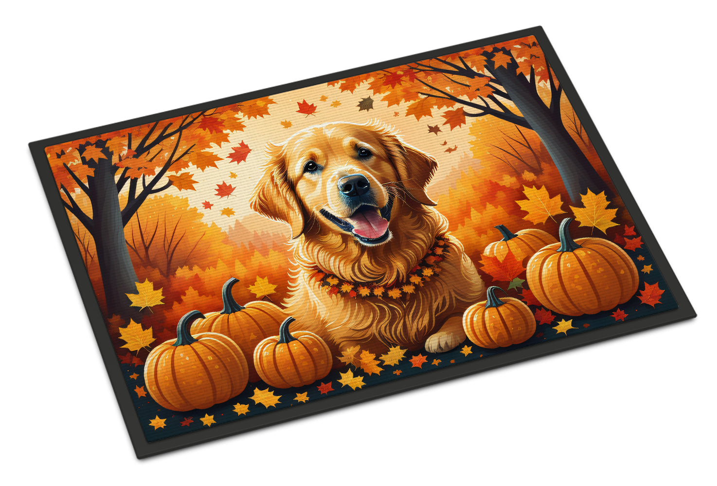 Golden Retriever Fall Doormat Indoor Outdoor 24H X 36W Front Door Mat Rugs for Entryway, Non Slip Washable Low Pile,