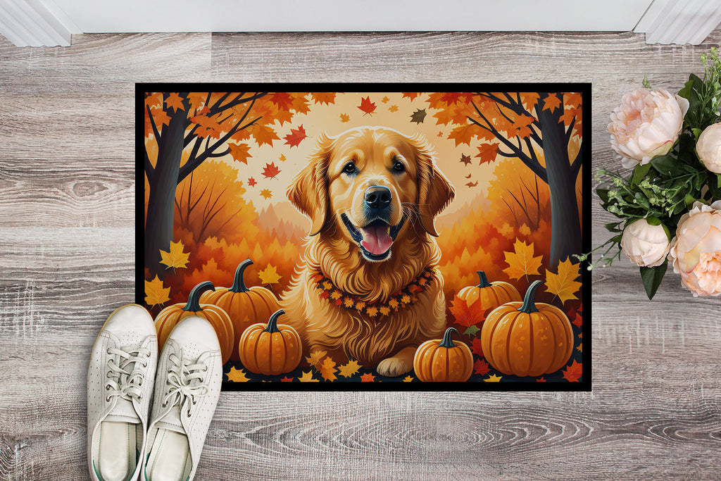 Golden Retriever Fall Doormat Indoor Outdoor 24H X 36W Front Door Mat Rugs for Entryway, Non Slip Washable Low Pile,