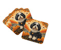 Havanese Fall Foam Coasters Set of 4 Cup Coasters for Indoor Outdoor, Tabletop Protection, Anti Slip, Mouse pad Material