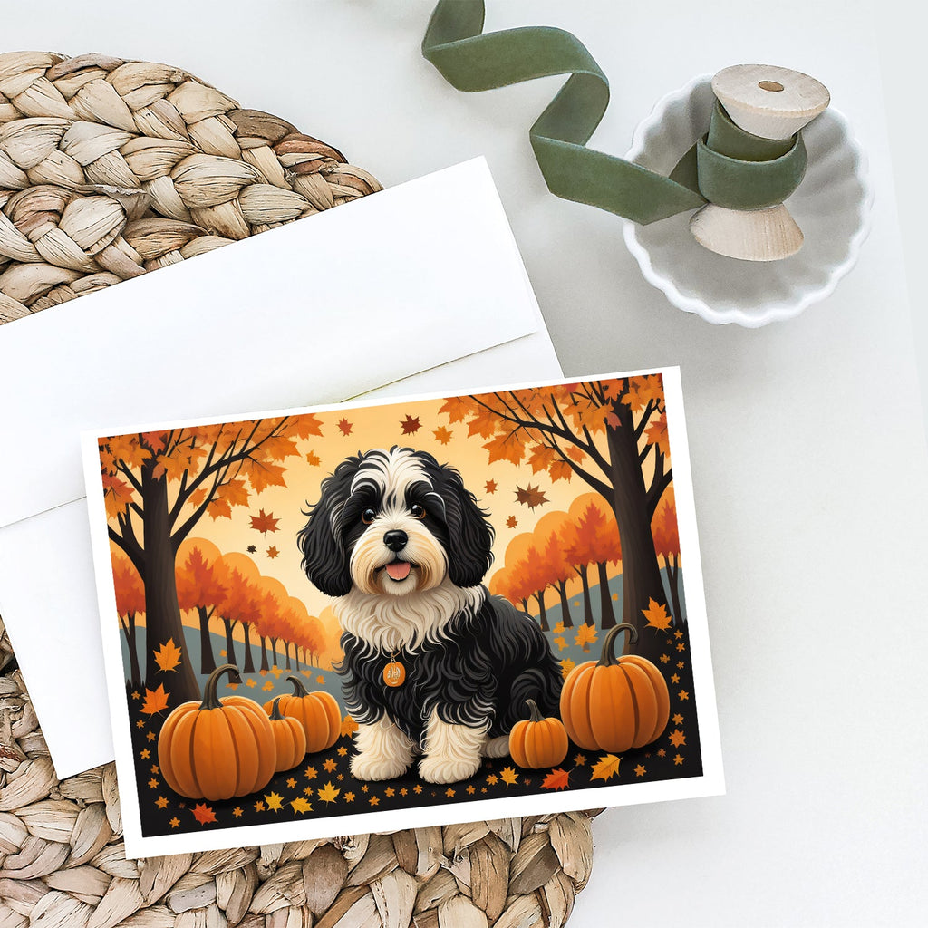 Havanese Fall Greeting Cards Pack of 8 Blank Cards with Envelopes Whimsical A7 Size 5x7