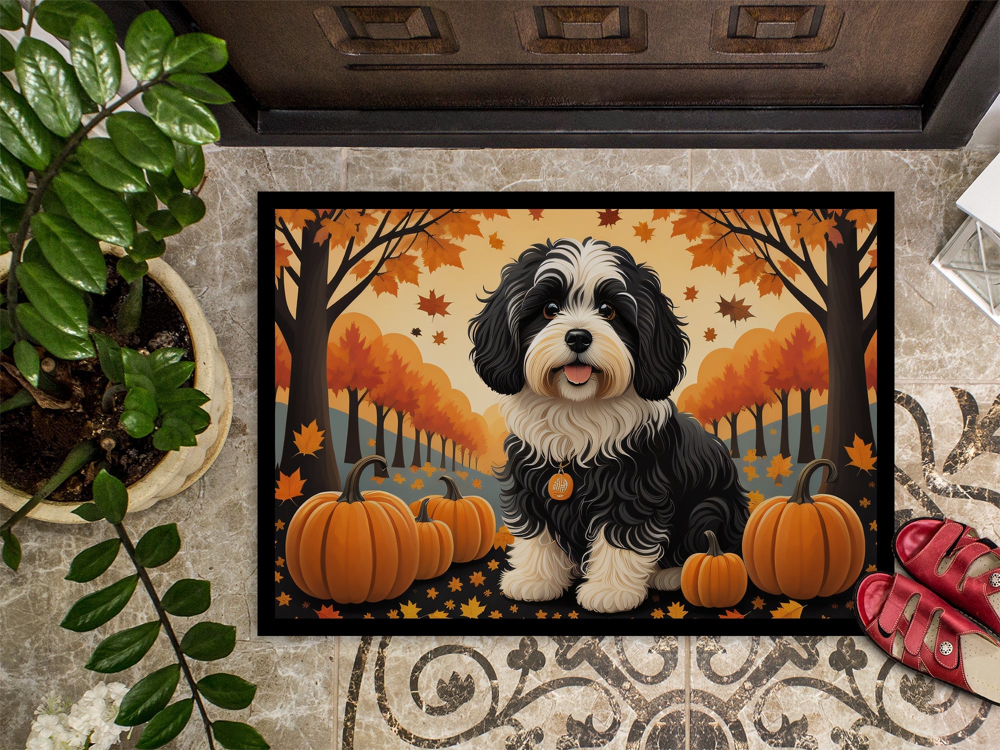 Havanese Fall Doormat Indoor Outdoor 18H X 27W Front Door Mat Rugs for Entryway, Non Slip Washable