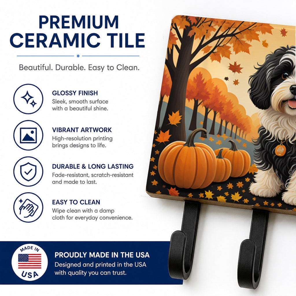 Havanese Fall Leash or Key Holder Wall Hooks, Coat Rack Wall Mount, for Hanging Keys, Towels, Aprons, Leashes
