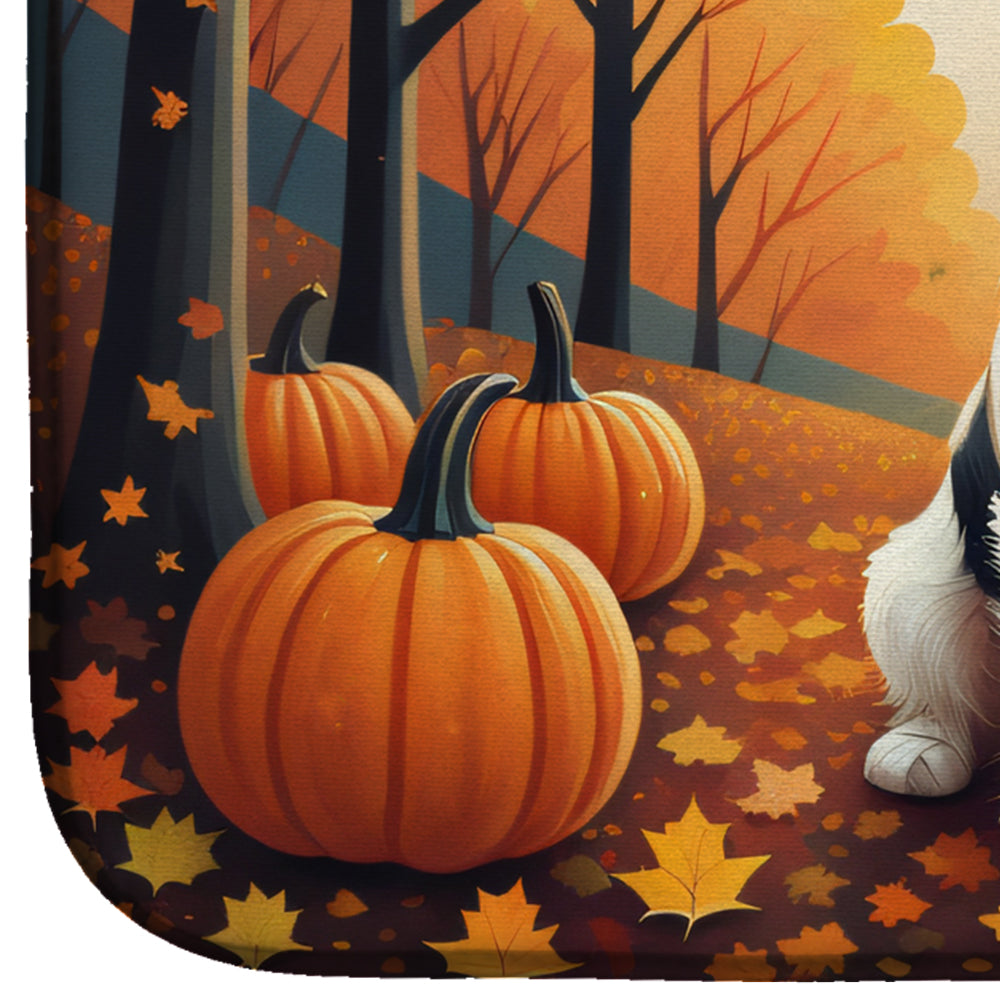 Jack Russell Terrier Fall Dish Drying Mat Absorbent Dish Drying Mat Pad for Kitchen Counter Dish Drainer Mat for Countertop, 14 x 21", Multicolor