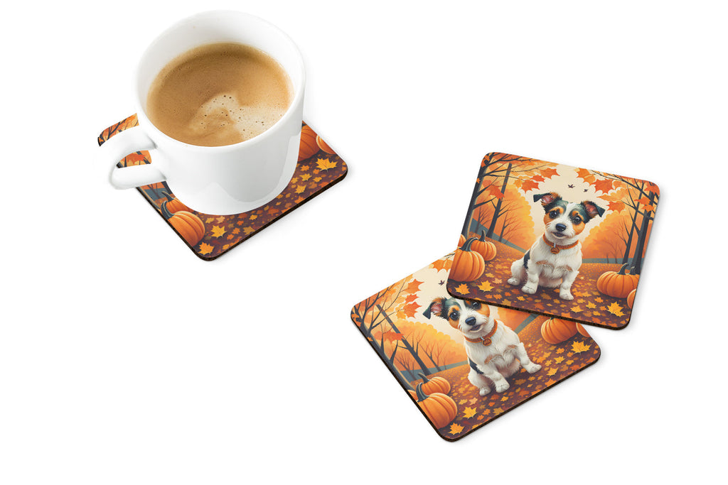 Jack Russell Terrier Fall Foam Coasters Set of 4 Cup Coasters for Indoor Outdoor, Tabletop Protection, Anti Slip, Mouse pad Material