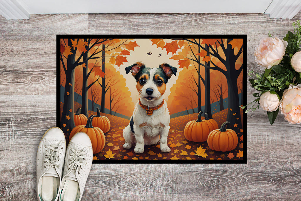 Jack Russell Terrier Fall Doormat Indoor Outdoor 24H X 36W Front Door Mat Rugs for Entryway, Non Slip Washable Low Pile,