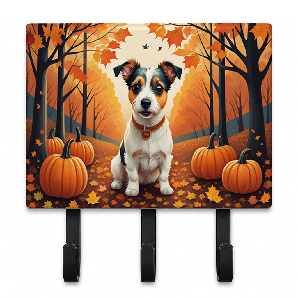 Jack Russell Terrier Fall Leash or Key Holder Wall Hooks, Coat Rack Wall Mount, for Hanging Keys, Towels, Aprons, Leashes