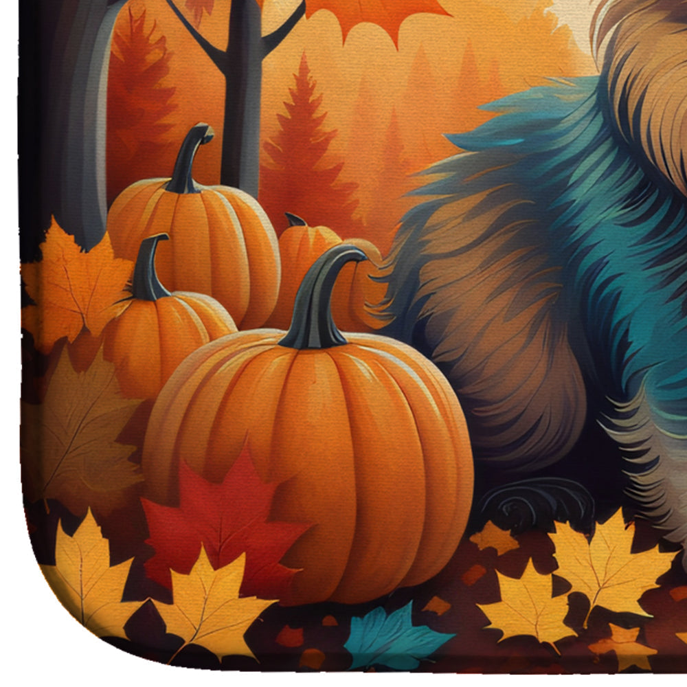 Keeshond Fall Dish Drying Mat Absorbent Dish Drying Mat Pad for Kitchen Counter Dish Drainer Mat for Countertop, 14 x 21", Multicolor