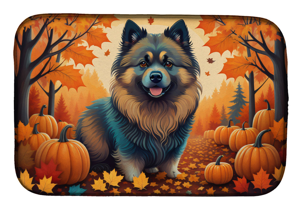 Keeshond Fall Dish Drying Mat Absorbent Dish Drying Mat Pad for Kitchen Counter Dish Drainer Mat for Countertop, 14 x 21", Multicolor