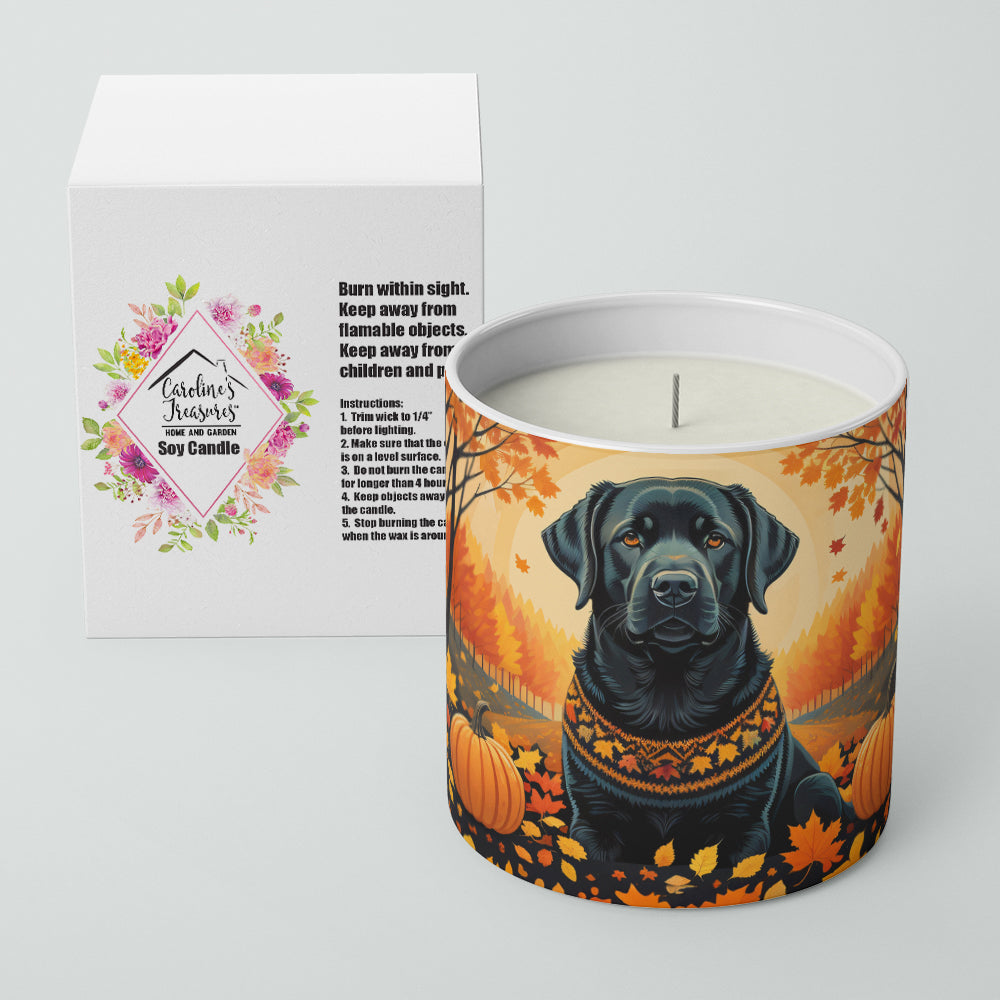 Black Labrador Retriever Fall Decorative Soy Candle Nature Soy Wax Essential Oil Home Decor Ideal for Bedroom Kitchen Bath Office Gift, 10 oz