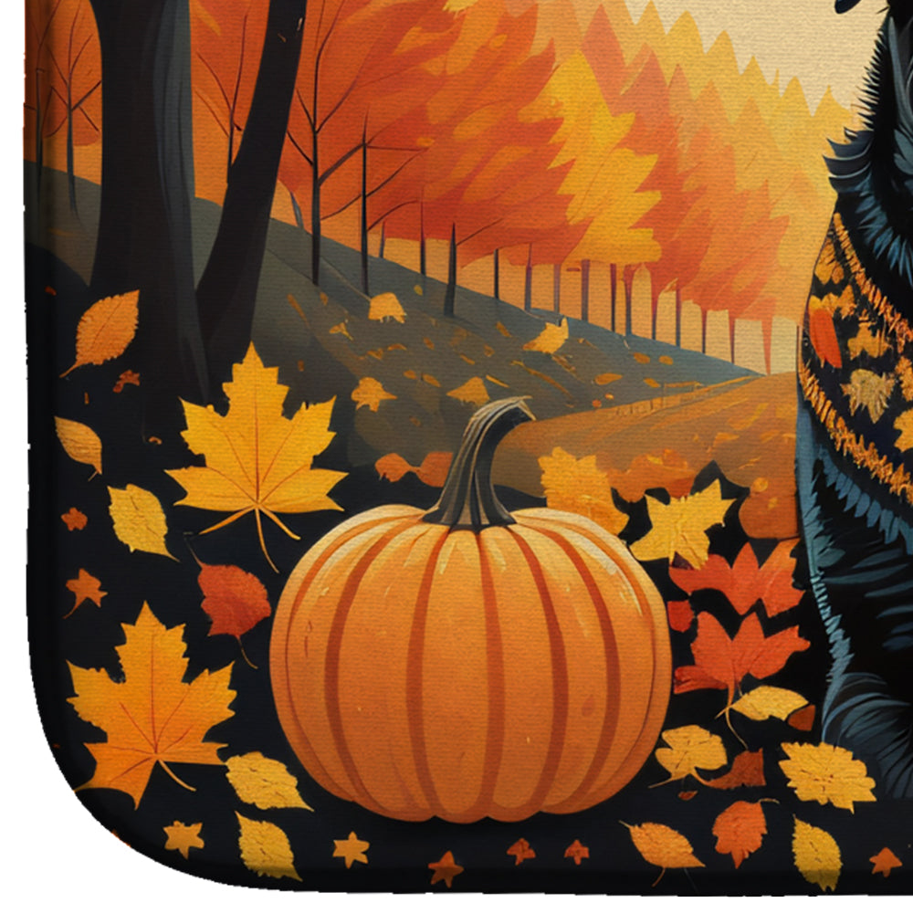 Black Labrador Retriever Fall Dish Drying Mat Absorbent Dish Drying Mat Pad for Kitchen Counter Dish Drainer Mat for Countertop, 14 x 21", Multicolor