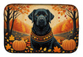 Black Labrador Retriever Fall Dish Drying Mat Absorbent Dish Drying Mat Pad for Kitchen Counter Dish Drainer Mat for Countertop, 14 x 21", Multicolor