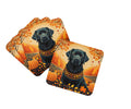 Black Labrador Retriever Fall Foam Coasters Set of 4 Cup Coasters for Indoor Outdoor, Tabletop Protection, Anti Slip, Mouse pad Material