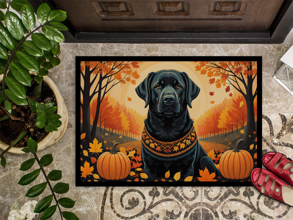 Black Labrador Retriever Fall Doormat Indoor Outdoor 24H X 36W Front Door Mat Rugs for Entryway, Non Slip Washable Low Pile,