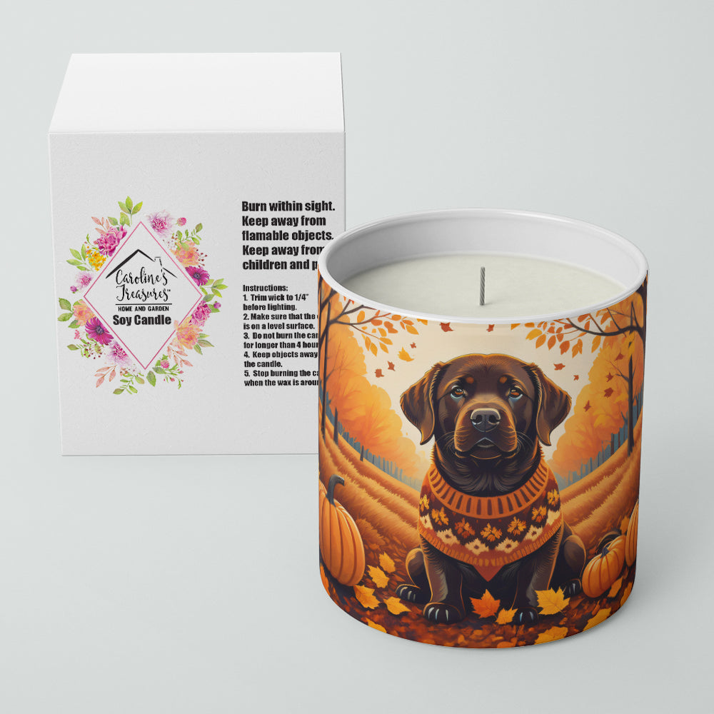 Chocolate Labrador Retriever Fall Decorative Soy Candle Nature Soy Wax Essential Oil Home Decor Ideal for Bedroom Kitchen Bath Office Gift, 10 oz