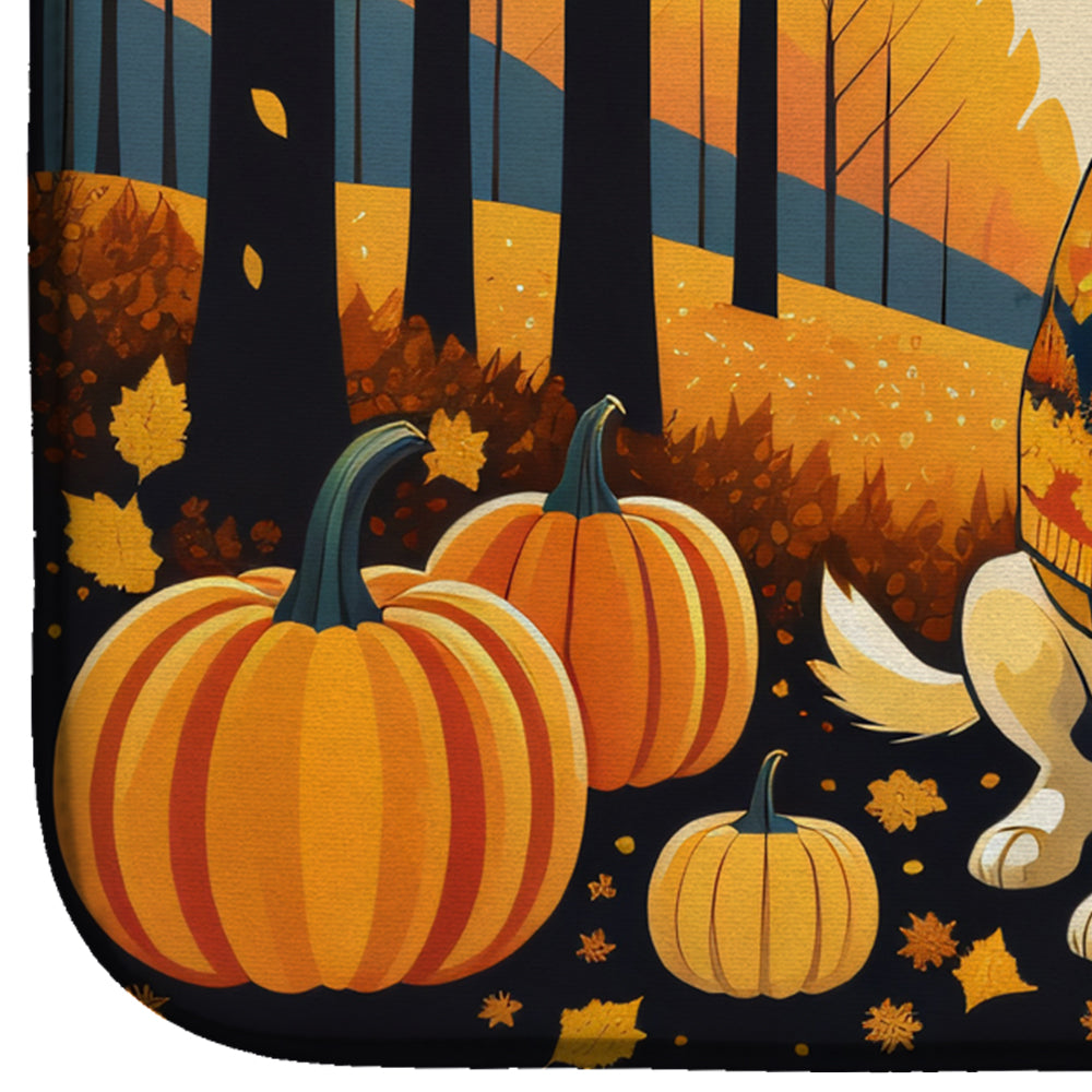 Yellow Labrador Retriever Fall Dish Drying Mat Absorbent Dish Drying Mat Pad for Kitchen Counter Dish Drainer Mat for Countertop, 14 x 21", Multicolor